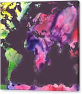 Watercolor Silhouette World Map Colorful Png Xiv Canvas Print