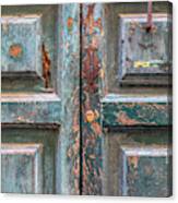 Weathered Rustic Green Door Of Cortona Canvas Print