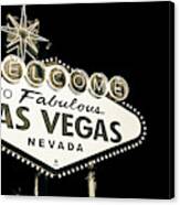 Welcome To Las Vegas Neon Sign - Nevada Usa Sepia Panorama Canvas Print