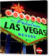 Welcome To Las Vegas Sign Green St Patricks Day Canvas Print