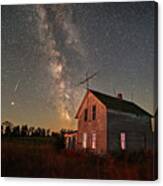We'll Leave A Light On For Ya -  Abandoned North Dakota Farmhouse And Summer Milky Way Canvas Print