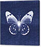 White And Indigo Butterfly 1- Art By Linda Woods Canvas Print
