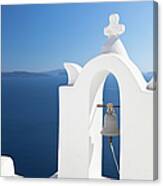 White Bell Tower And Blue Sea Canvas Print