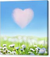White Heart Cloud Above Field Of Summer Canvas Print