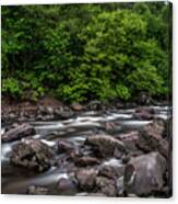 Wild Mountain River Streaming Through Green Forest In Scotland Canvas Print