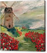 Windmill In A Poppy Field Canvas Print