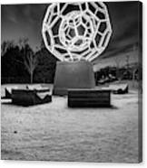 Winter At The Buckyball - Crystal Bridges Museum - Monochrome Canvas Print