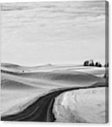 Winter Country Road 2 Bw Canvas Print