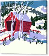 Winter Scene Of A Covered Bridge Canvas Print