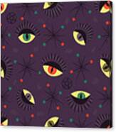 Witch Eyes Spooky Retro Pattern Canvas Print