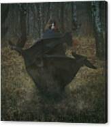 Witch Of The Forest With Her Crows Canvas Print