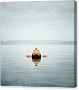Woman Floating On Back In Infinity Pool Canvas Print