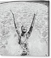 Woman Having Fun In Swimming Pool Canvas Print