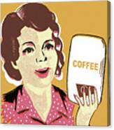 Woman Holding Bag Of Coffee Canvas Print