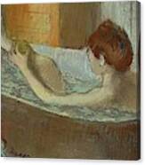 Woman In Bath, Sponging Her Leg. Pastel, 1883-84  19.7 X 41 Cm. Canvas Print