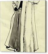 Woman In Coat And Full Skirt Canvas Print