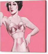 Woman In Pink Undergarments Canvas Print