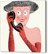 Woman Listening On The Telephone Canvas Print