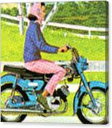 Woman Riding A Motorcycle Canvas Print