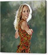 Woman Stretching, Smiling, Portrait Canvas Print