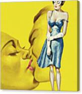 Woman Watching Couple Kissing Canvas Print