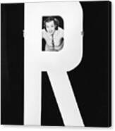Woman With Huge Letter R Canvas Print