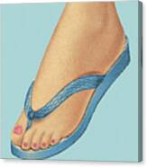 Woman's Foot Wearing Flip Flop Shoe Canvas Print