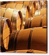 Wood Wine Barrels In Winery Cellar In Canvas Print