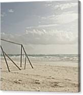 Wooden Soccer Net On Beach Canvas Print