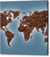 World Map Made From Coffee Beans Canvas Print