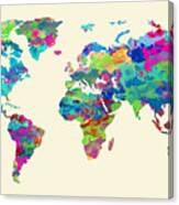 World Map Watercolor Canvas Print
