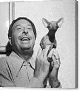 Xavier Cugat With His Dog Poquito Canvas Print
