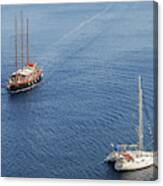 Yachts Sailing On A Blue Calm Sea Canvas Print