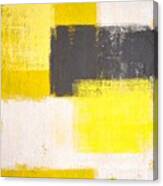 Yellow And Grey Abstract Art Painting Canvas Print