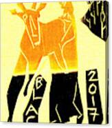 Yellow Antelope Black Ivory Woodcut Poster 15 Canvas Print