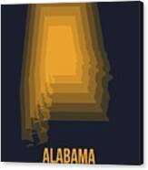 Yellow Map Of Alabama Canvas Print