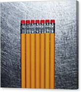 Yellow Pencils With Erasers On Canvas Print