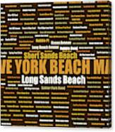 York Beach Maine Street Name Wordcloud Brown Canvas Print