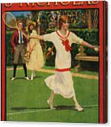 Young Woman Playing Tennis Illustration For The Cover Of St Nicholas Magazine, June 1916 Lithograph 20th Century Canvas Print