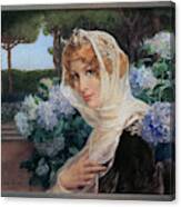 Young Woman With Hydrangeas By Elisabeth Sonrel Canvas Print