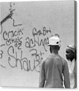 Youths Near Crack Graffiti Canvas Print