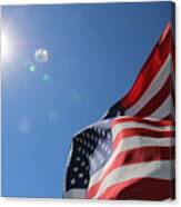 American Flags Blown In The Wind In Malibu California #1 Canvas Print