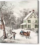 American Homestead, Winter #1 Canvas Print
