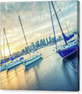 Boats In A Row San Diego Harbor #1 Canvas Print