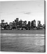 Boston Skyline Cityscape At Night Black And White #1 Canvas Print