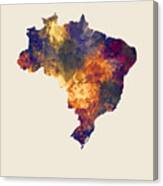 Brasil Watercolor Map #1 Canvas Print