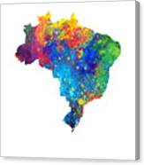 Brazil Watercolor Map #1 Canvas Print