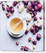 Cup Of Herbal Tea With Dried Roses #1 Canvas Print