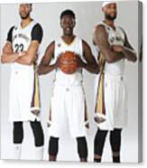 Demarcus Cousins, Jrue Holiday, And Anthony Davis #1 Canvas Print