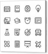 Education Line Icons. Editable Stroke. Pixel Perfect. For Mobile And Web. Contains Such Icons As Book, Brain, Inspiration, School Bus, Certificate. Canvas Print